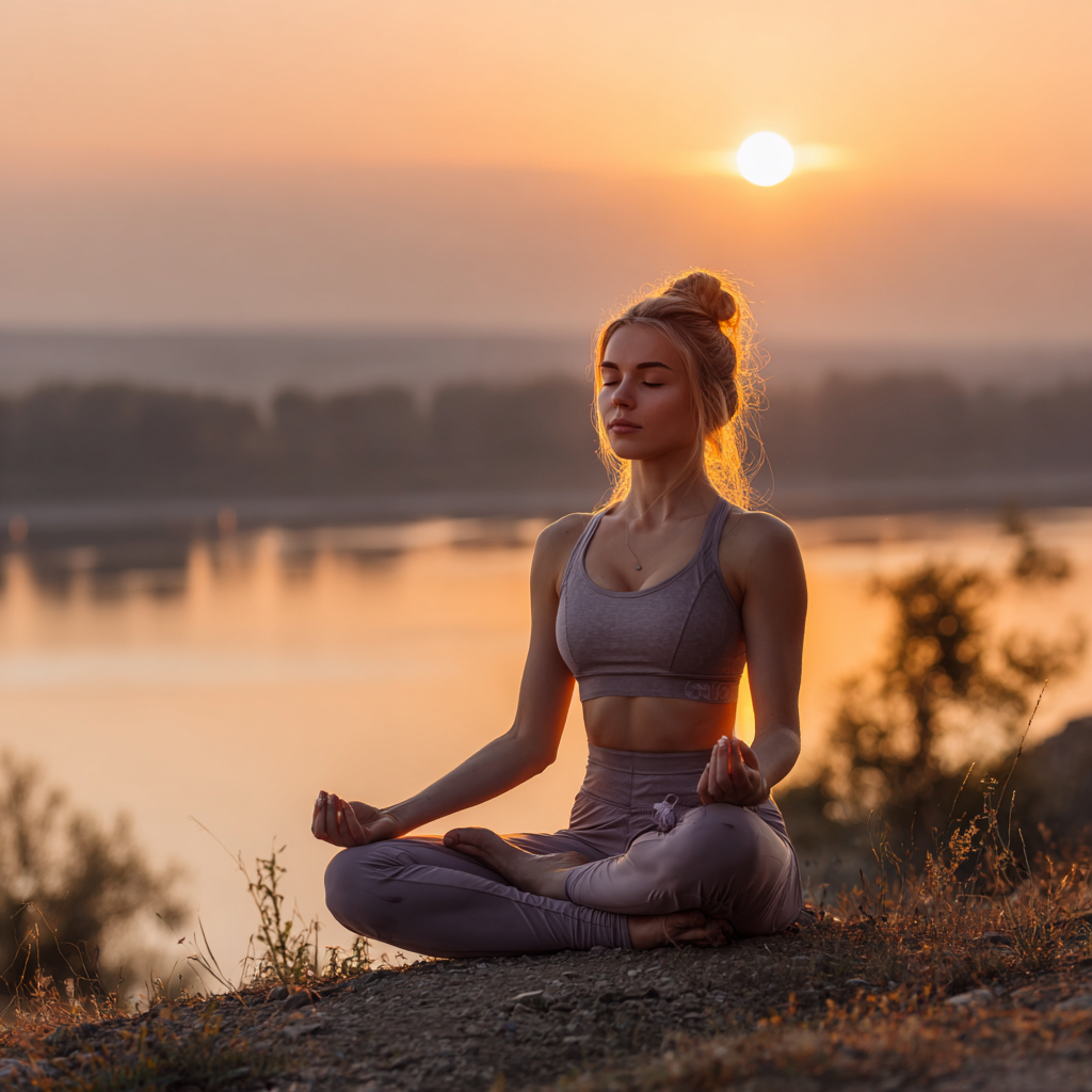 Žena praktizujúca jogu v prírode